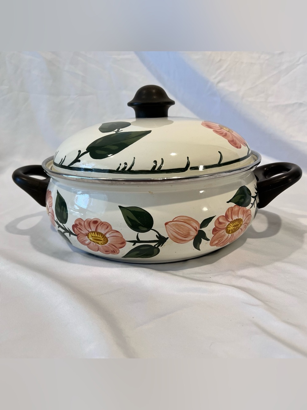 Vintage ASTA West Germany Floral Enamel Dutch Oven